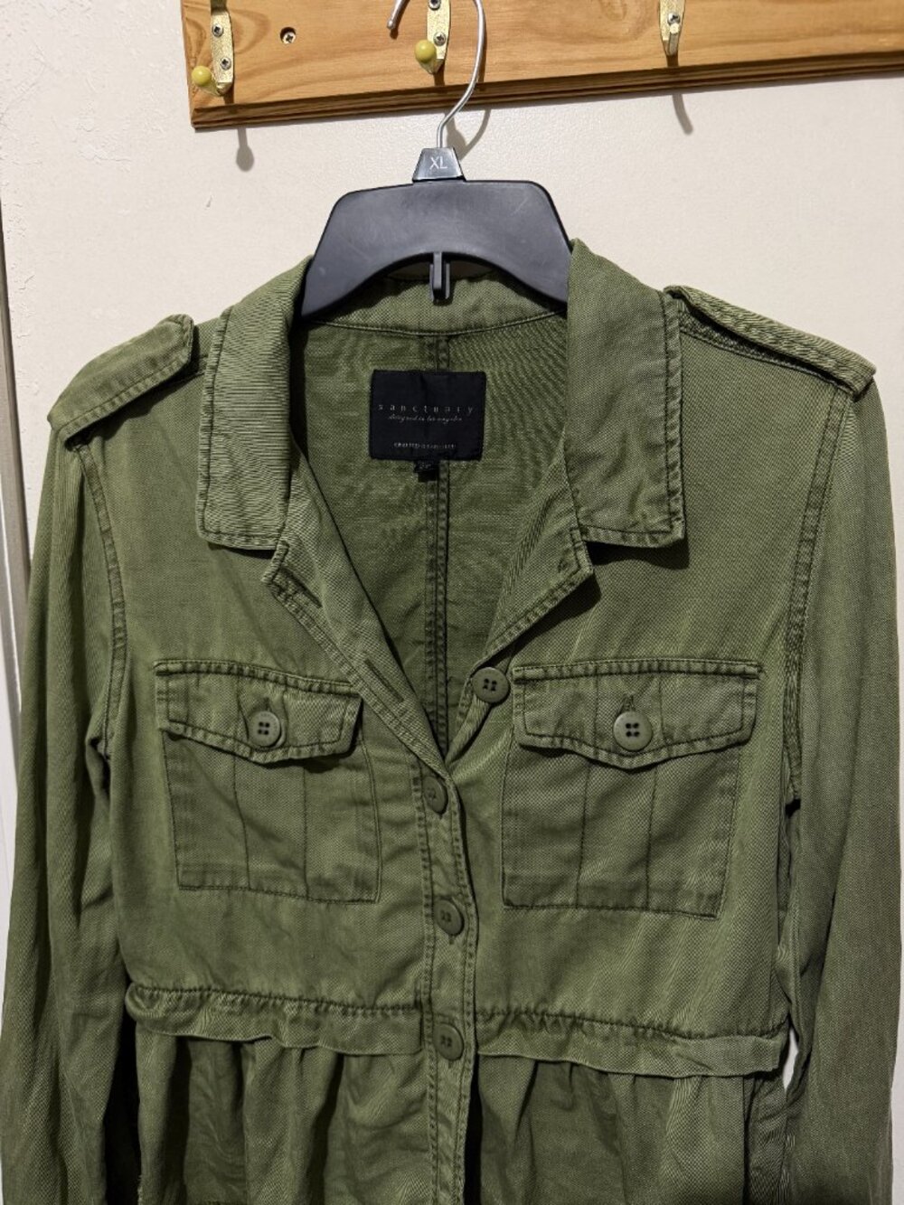 Sanctuary Olive Green Utility Peplum Raw Hem Jacket - XS - Picture 3 of 9